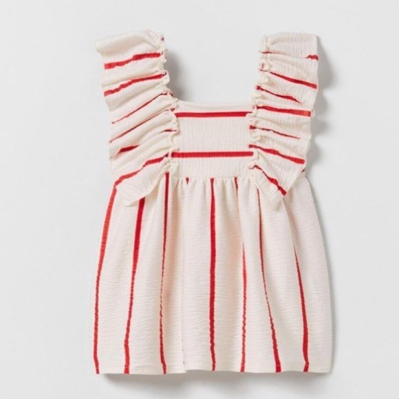 Zara Kids Dress with Red and White Stripes - Picture 1 of 6